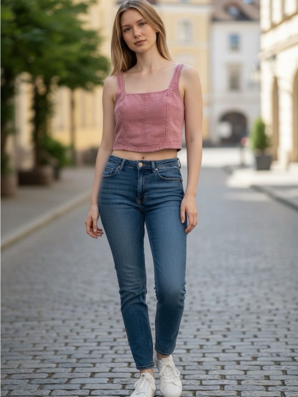 Pilcro Anthropologie Pink Smocked Crop Top Corset Tank Medium
